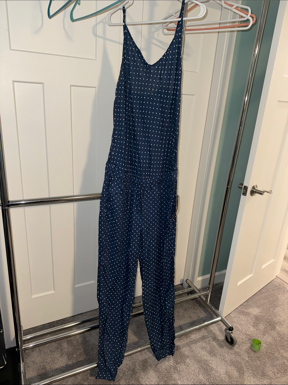 J.A.C.H.S. Navy Polka Dot Jumpsuit